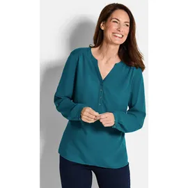 GOLDNER Elegante Viskosebluse mit V-Ausschnitt Petrol 20