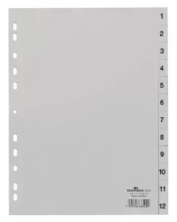 Durable 651210 Tab-Register Numerischer Registerindex Polypropylen (PP) Grau