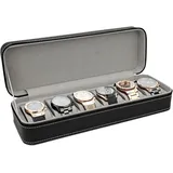 WisePoint 6-Slot Uhr Aufbewahrungskoffer, PU-Leder Uhrenhalter Uhrengehäuse mit Reißverschluss, Exquisite Uhrenboxen für Männer und Frauen Uhrenbox für Uhren und Smart Watch (schwarz-6slot)
