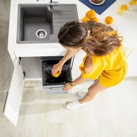 Relaxdays Einbaumülleimer 2-fach 20 l Grau