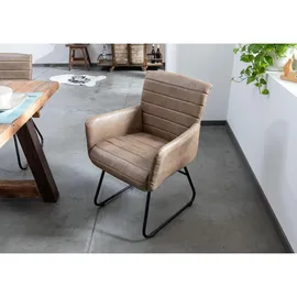 Massivmoebel24 Polsterstuhl Leder beige