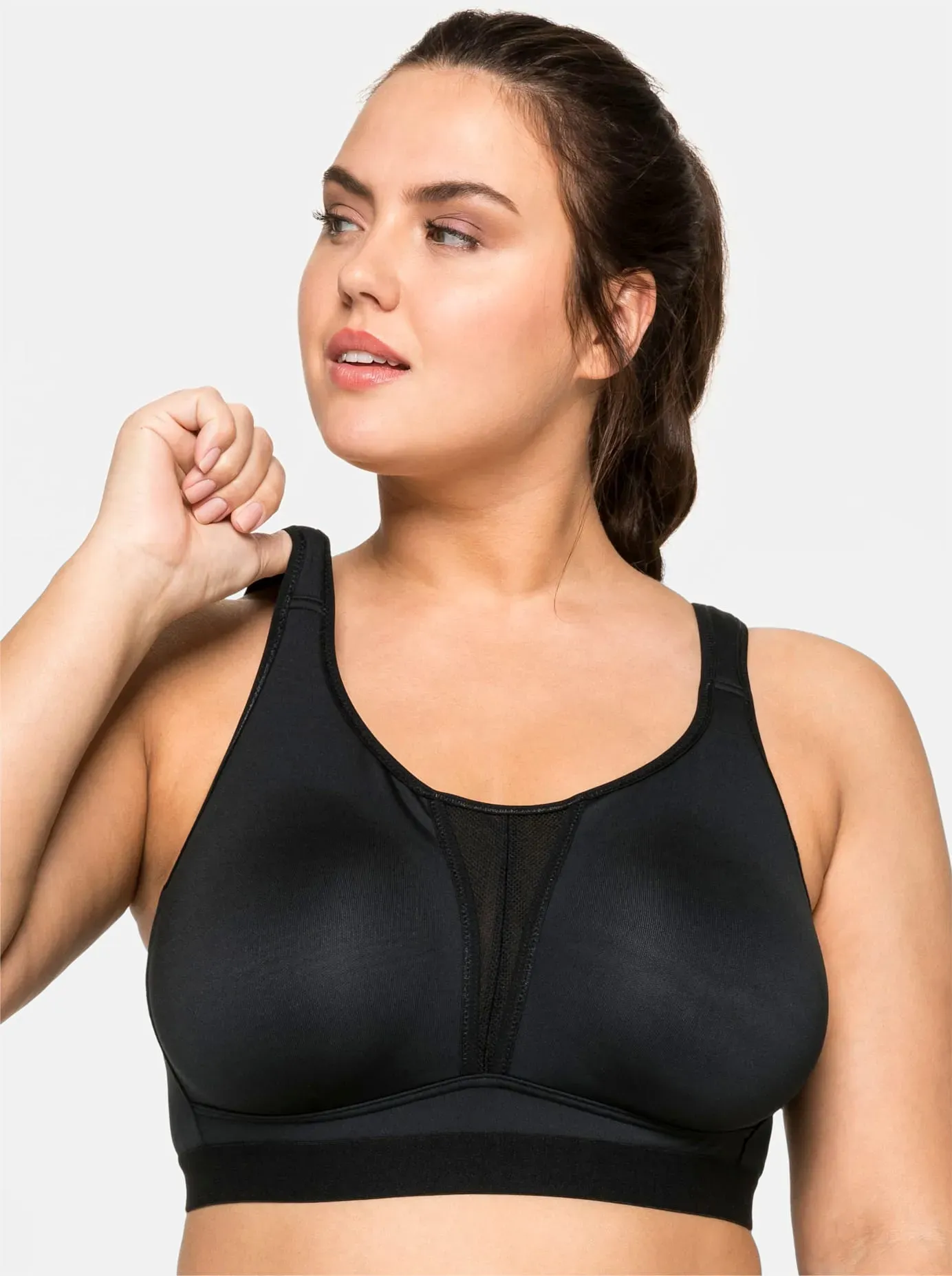 Sport-BH SHEEGO, Damen, Gr. 95, Cup F, schwarz, 90% Polyester, 10% Elasthan, BHs Sport-BH