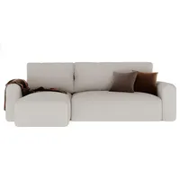 GREKPOL Ecksofa Jobo Stoff Couch Sofa mit Schlaffunktion und Bettkasten Schlafsofa Polsterecke Couchgarnitur Ecke Bettcouch Wellenfeder - Universal (Poso 100 Beige)