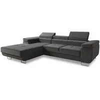 Sofnet Ecksofa Divo mit Schlaffunktion, Bettkasten und Kopfteilverstellung, Federkern - 1 Stk - Grau, (Kronos 22), Ecksofa links, L-Form,Rechteckig, 282x204 cm, Wohnzimmer, Sofas - Couches, Wohnlandschaften, Ecksofas