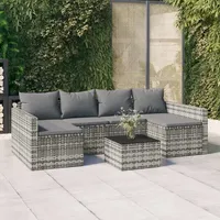 Ankonbej 2-tlg. Garten-Lounge-Set mit Kissen Grau Poly Rattan