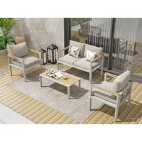 Richly Gartenmöbel Set Aluminium Balkonmöbel Polywood Tischplatte für 4