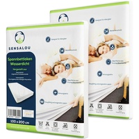 Sensalou Spannbettlaken wasserdicht Doppelpack weiß - 100x200 cm 2X Set