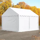 TOOLPORT 3x4 m Lagerzelt PVC-Plane, weiß mit Bodenrahmen