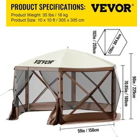 Vevor Faltpavillon 3,05 x 3,05 m inkl. 6 Seitenteile