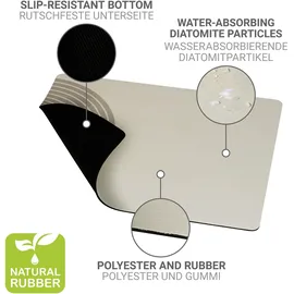 Wenko Dima Spülenzubehör wasserabsorbierend schnelltrocknend Küchenmatte Diatomeenerde einrollbar 50x40 cm schwarz beige Gummi Polyester