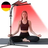 Hottoerak Rotlichtlampe Mit Ständer, 660Nm & 850Nm 4 Köpfe Infrarotlampe, 180Led