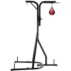 Vevor 2 in 1 Boxsackständer Trainingsgerät Sandsackgestell aus Stahl, höhenverstellbare Boxsackhalterung (65 kg belastbar), Fitnessgerät Standboxtrainer für Fitness-Studio Boxing Schwarz