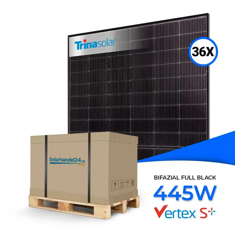 Trina Vertex S+ 445W Bifazial Glas-Glas Full Black TSM-NEG9RC.27 Palette (36 Stk.) - 36 Stück Palette