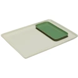 Hübsch Interior - Amare Tablett, sand / grün (2er-Set)