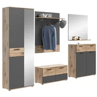 VCM Mason Garderobenkombination 5-teilig Nox Oak / Grau -