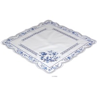 hübsche Tischdecke Plauener Spitze 56x56 cm eckig Weiß ZWIEBELMUSTER blau KÜCHE Esszimmer Eleganz Made IN Germany (Mitteldecke 56x56 cm)