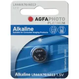 AgfaPhoto Alkaline Knopfzelle, LR44, V13GA, 1.5V Power, Retail Blister (1-Pack)