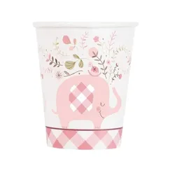 Party Pappbecher 266 ml 8 Stück Pink Elefant