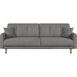 Home Affaire 3-Sitzer HOME AFFAIRE "TRIPLO optionale Schlafsofa mit Bettkasten, Maße B/T/H: 215/100/89 cm", grau, B:215cm H:89cm T:100cm, 88% Polyester, 9% Rayon, 3% Nylon, Sofas, Wahlweise Bettfunktion - Liegefläche 145x191 cm, Rücken-, Zierkissen