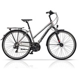 Airtracks 28 Zoll Damen Trekking Fahrrad Area Lady Trekkingbike City Bike 21 x Gang Shimano RD- TY500 SGS Silber - Rahmenhöhen 44cm 48cm 52cm - (52cm (Körpergröße 170-185cm))