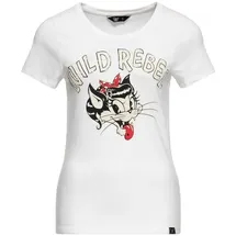 Queen Kerosin Print T-Shirt Wild Rebel in offwhite | Gr.: XS