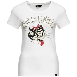 Queen Kerosin Print T-Shirt Wild Rebel in offwhite | Gr.: XS