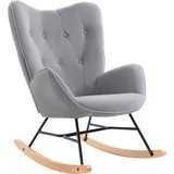 HOMCOM Schaukelstuhl, ergonomisch Schwingsessel, Armlehnsessel, Stillsessel mit Samtoptik, Schaukelsessel bis 150 kg belastbar, für Schlafzimmer, Wohnzimmer, Hellgrau   Aosom