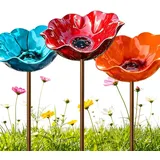 2/3 Stück Vogeltränke Blume, Metall Blumen Gartenstecker Vogeltränke, Dekorative Bienentränke für den Garten, Insektentränke Garten für Vögel, Bienen, Schmetterlinge (3 Stück-D)