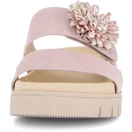 Gabor Pantolette GABOR, Damen, Gr. 40, rosé, Veloursleder, unifarben, Schuhe Pantolette, Plateau, Sommerschuh, Schlupfschuh mit Bast-Zierblüte