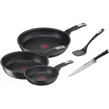 Tefal »Unlimited Ice Force«, Aluminium, (Set, 5 tlg., je 1 Pfanne Ø 24/28 cm, Wok Ø 28 cm, Kochmesser, Bratwender), kratzfeste Antihaftversiegelung, Thermo-Signal, inkl. Zubehör