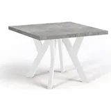 Quadratischer Ausziehbarer Tisch für Esszimmer, NERO, Loft-Stil, Skandinavisch, 90 / 190 cm, Farbe: Atelier Light / Weiss