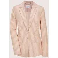 Madeleine Jackenblazer MADELEINE "Blazer Eleganter Longblazer mit Nadelstreifen", Damen, Gr. 46, rosa (puderrosé, bleigrau, melange), Obermaterial: 50% Leinen LI. 50% Viskose CV., Modern, gerade, Blazer, Streifenblazer