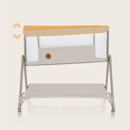 lionelo Luna ein tragbares Beistellbett mit einer Matratze, reisebett, von Neugeboren bis 9 kg, in der Höhe und der Neigung verstellbar, 4 Rädern - Beige