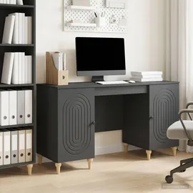 vidaXL Schreibtisch mit Regal Schwarz 142,5 x 50 x 75 cm Holzwerkstoff