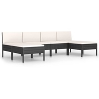 vidaXL 6-tlg Garten-Lounge-Set mit Auflagen Poly Rattan Schwarz