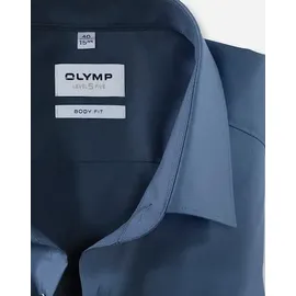 Olymp Businesshemd OLYMP Level Five body fit, New York Kent", Herren, Gr. 45, Normaler Arm, rauchblau, 97% Baumwolle, 3% Elastolefin, Hemden,