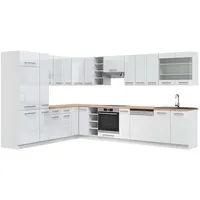 Vicco Winkelküche Fame-Line L-Form 257 x 60 cm Weiß Hochglanz