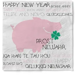 Sovie HOME Serviette Prost Neujahr aus Tissue 33 x 33 cm, 20 Stück - Silvester