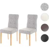 Mendler 2er-Set Esszimmerstuhl HWC-E58, Stuhl Essstühle ~ Stoff/Textil grau,
