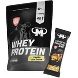 1kg Mammut Whey Protein Eiweißshake - Set inkl. Protein Shaker, Riegel, Powderbank oder Tasse (Vanilla Ice Cream, Mammut Protein Bar - Salty Peanut)