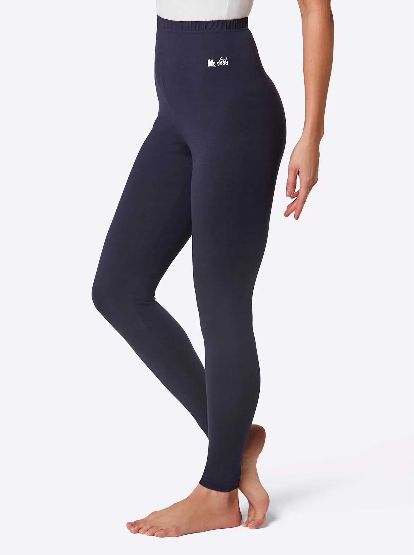 Leggings FEEL GOOD, Damen, Gr. 40/42, Normalgrößen, blau (marine), 95% Baumwolle, 5% Elasthan, unifarben, Hosen Leggings