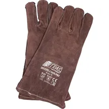 Nitras Grillhandschuhe hitzebeständig Leder Backhandschuhe Ofenhandschuhe 1 Paar feuerfest für Raucher Backofen - Braun