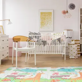 Relaxdays Spielmatte Tiere, faltbar, schadstofffrei, abwaschbar, 195x175 cm, Xpe-schaumstoff, Spielteppich Kinder, bunt