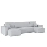 kaiser möbel Ecksofa mit schlaffunktion und Bettkasten, Sofa U-form, Couch U-form BEST Cord Grau