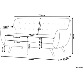 Beliani Sofa 3-sitzer Bodo Samtstoff Smaragdgrün