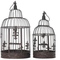 Moritz Vogelkäfig Deko Vintage braun Set Dekokäfig Antik Shabby Style Käfig Nostalgie Landhausstil Pflanze