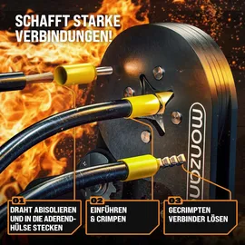 monzana MONZANA® Crimpzange 0,25-10mm2 1200 Aderendhülsen Set elektrische Steckverbinder Elektriker Werkzeug Zange Presszange Kabelschuhe