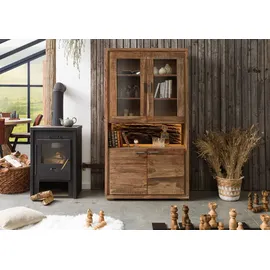 Massivmoebel24 Vitrine Akazie 98 x 40 x 180 cm Beige