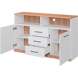 OTTO home Ribe Sideboard 130 cm x 80 cm Weiß/Kernbuche Massivholz