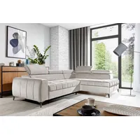 Fun Möbel Ecksofa Schlafsofa Sofa AGNESA Stoff Salvador Hellbeige Ottomane Rechts